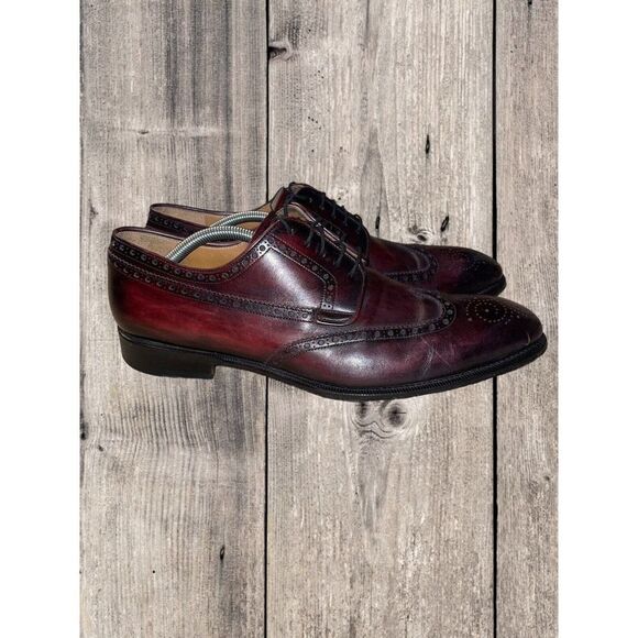 Magnanni Wingtip Oxford Leather Shoes Mens Size 11.5M Burgundy 15884 Style main image 5